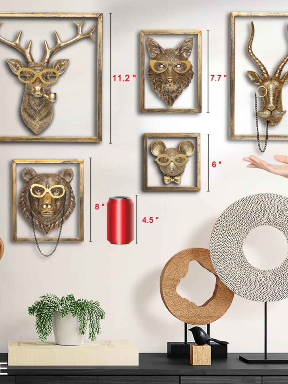 Animal Heads Wall Decor Includes Metal Frame Resin Animals Sculptures Head Wall - Picture 4 of 8